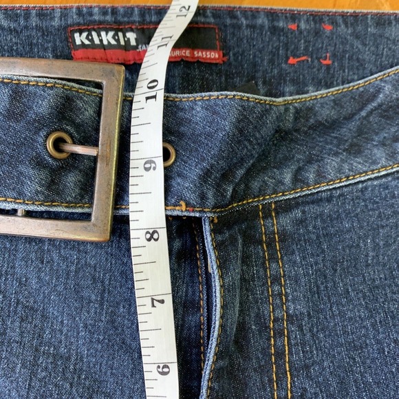 Vtg Kikit Maurice Sasson Sassoon Denim Belted Stretch Wide Leg‎ Flare Sz 12 Jean - Picture 6 of 8